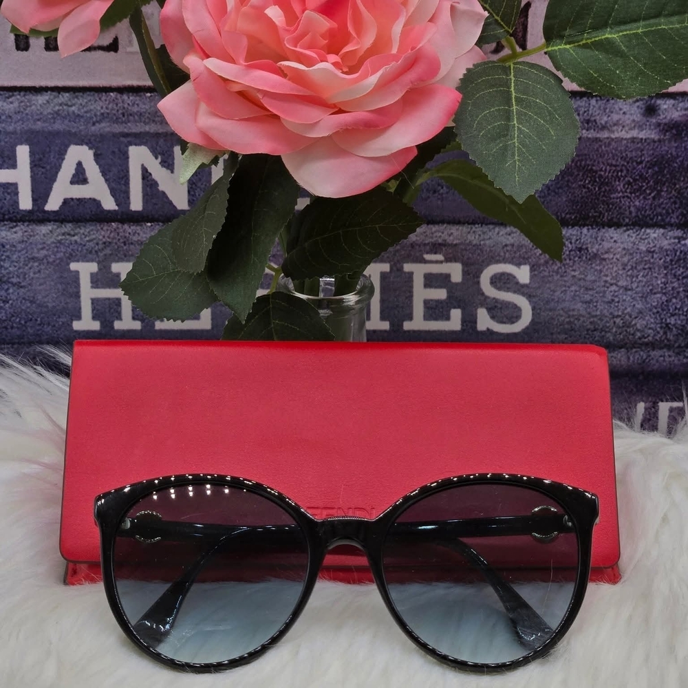Fendi Black Sunglasses with Pink Case